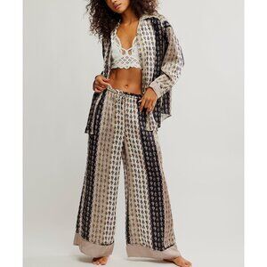 Free People Black and Cream Pajama Set